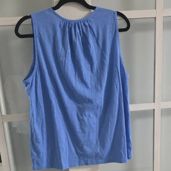 LOFT Blue Smocked Yoke Sleeveless Top - Picture 6 of 6